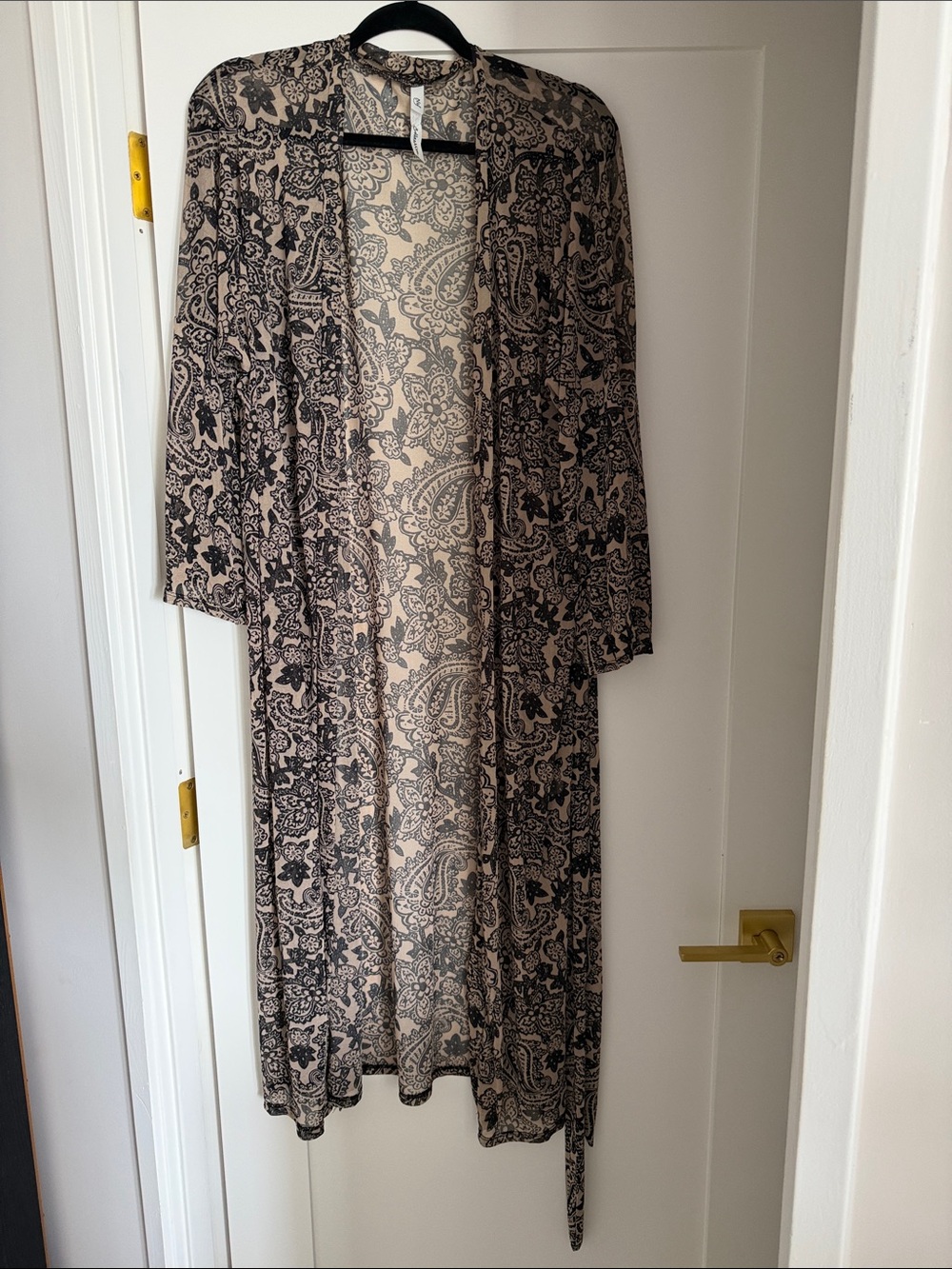 Mocha/Black Paisley Duster Cardigan NWOT